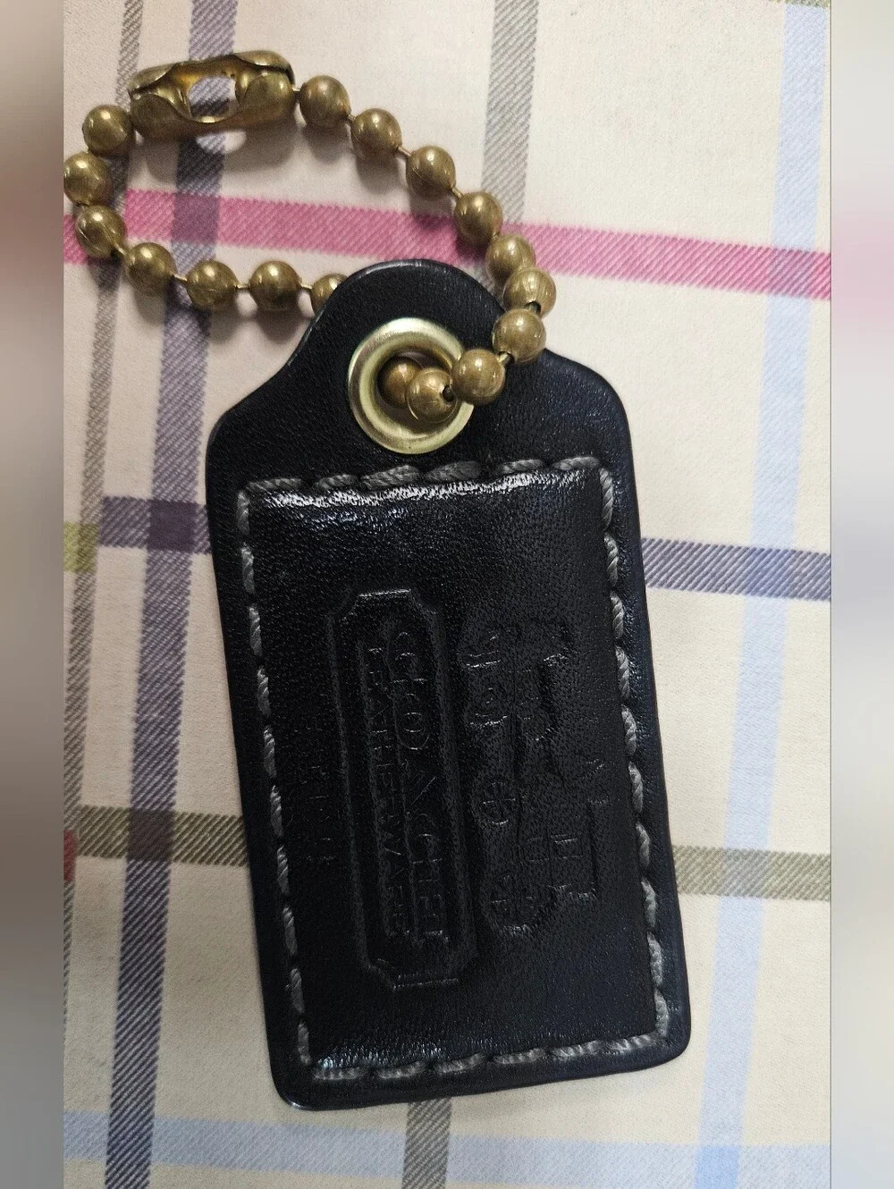 Coach BLEECKER LEATHERWARE Hangtag w/Large Brass Ballchain Black